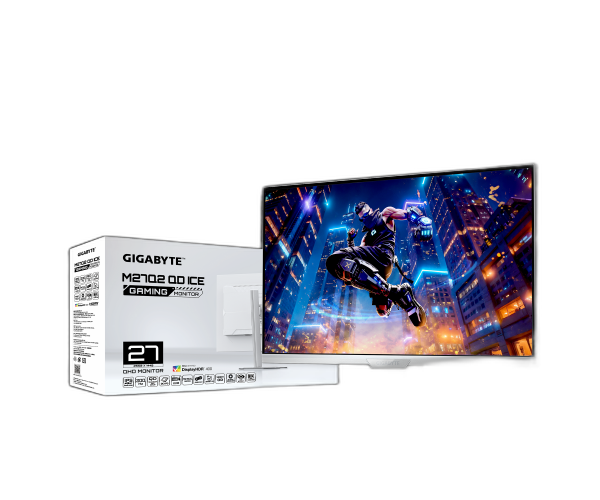 מסך גיימינג לבן Gigabyte M27Q2 ICE 27 Inch 2K SS IPS 1Ms 200Hz