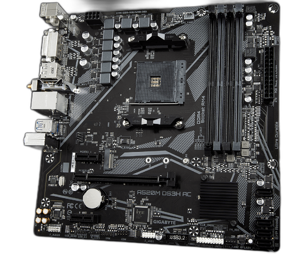 לוח אם Gigabyte A520M DS3H AC 1.4 DDR4 M.2 WIFI BT AM4