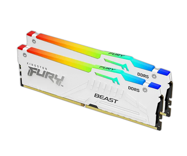זכרון לנייח לבן Kingston Fury Beast RGB 32GB 2X16 DDR5 6000Mhz C3