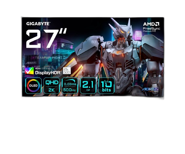 מסך GIGABYTE AORUS FO27Q5P 27 2K QD-OLED 0.03ms 500Hz HDR USB KVM